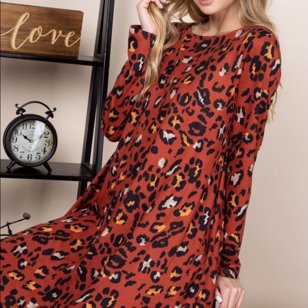Multicolor Leopard Print Tunic Dress
